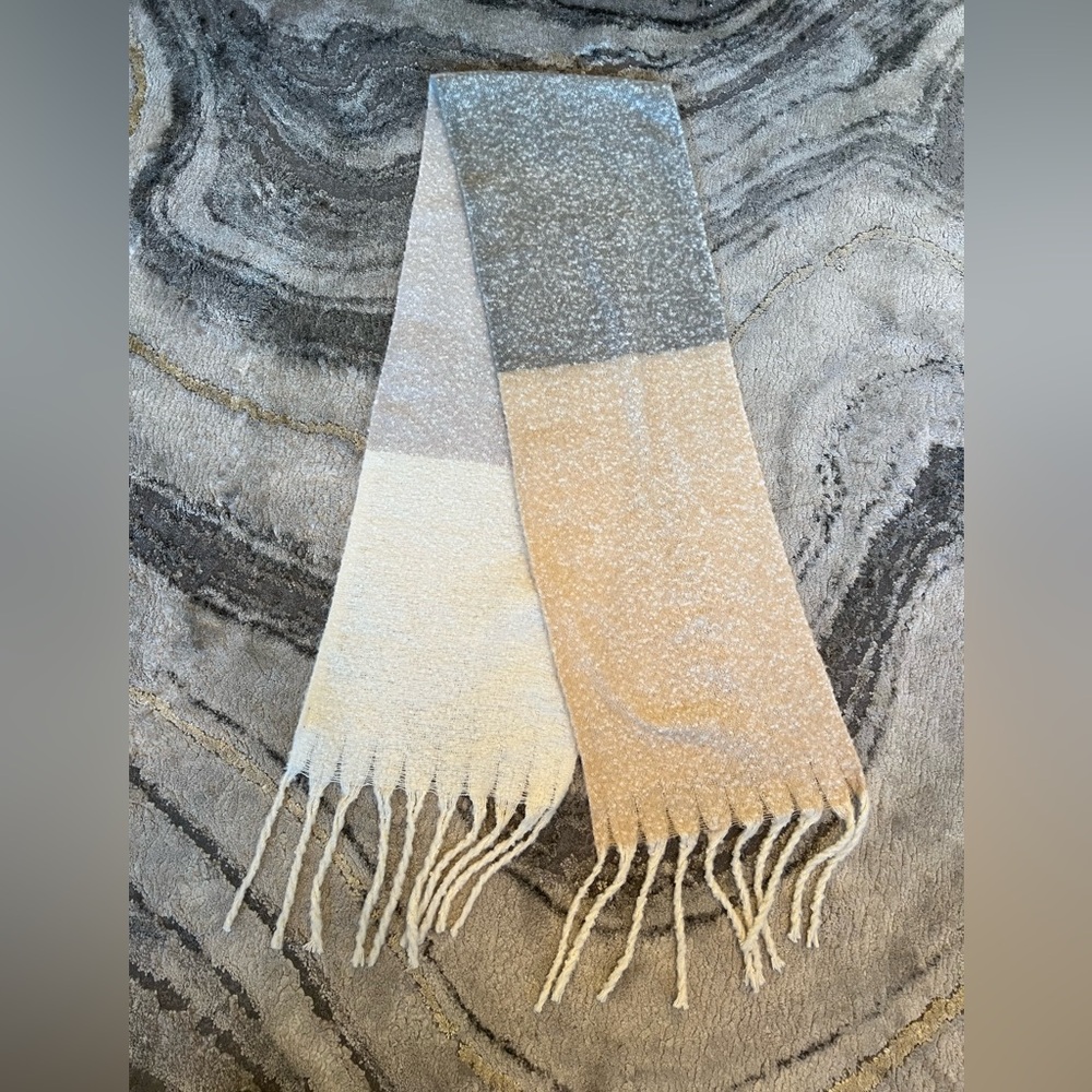 Old Navy Color Block Cream, Tan and Gray Scarf